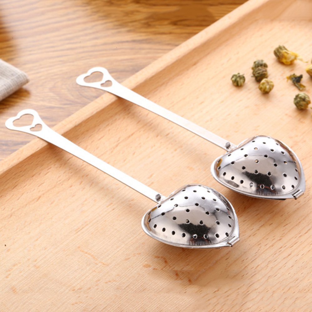 Guardians Tea Filter Long Grip Stainless Steel Mesh Heart Shaped Tea