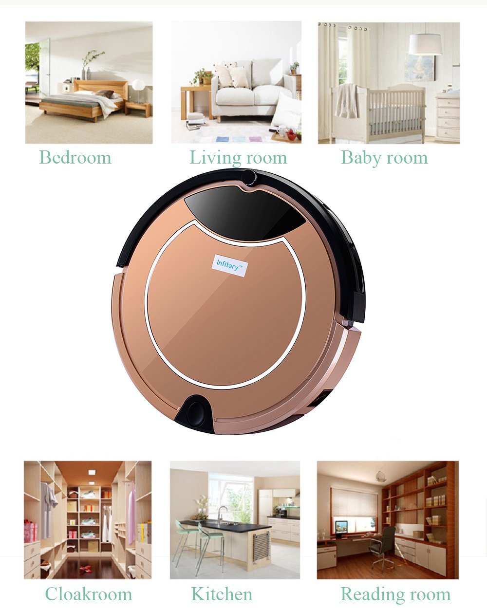 Infitary Intelligent Automatic Robotic Vacuums Floor Cleaner Self