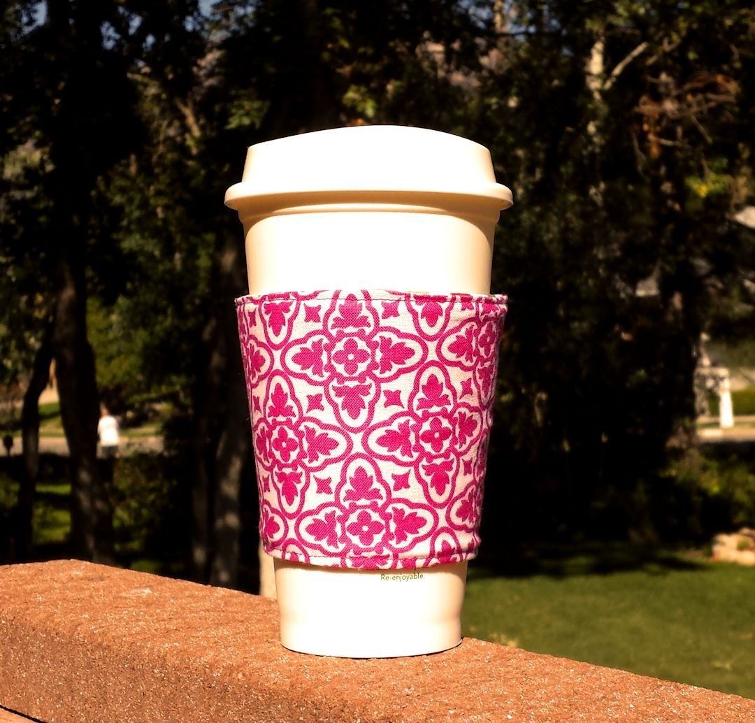 Fabric coffee cozy / cup sleeve / coffee sleeve / coffee cup holder