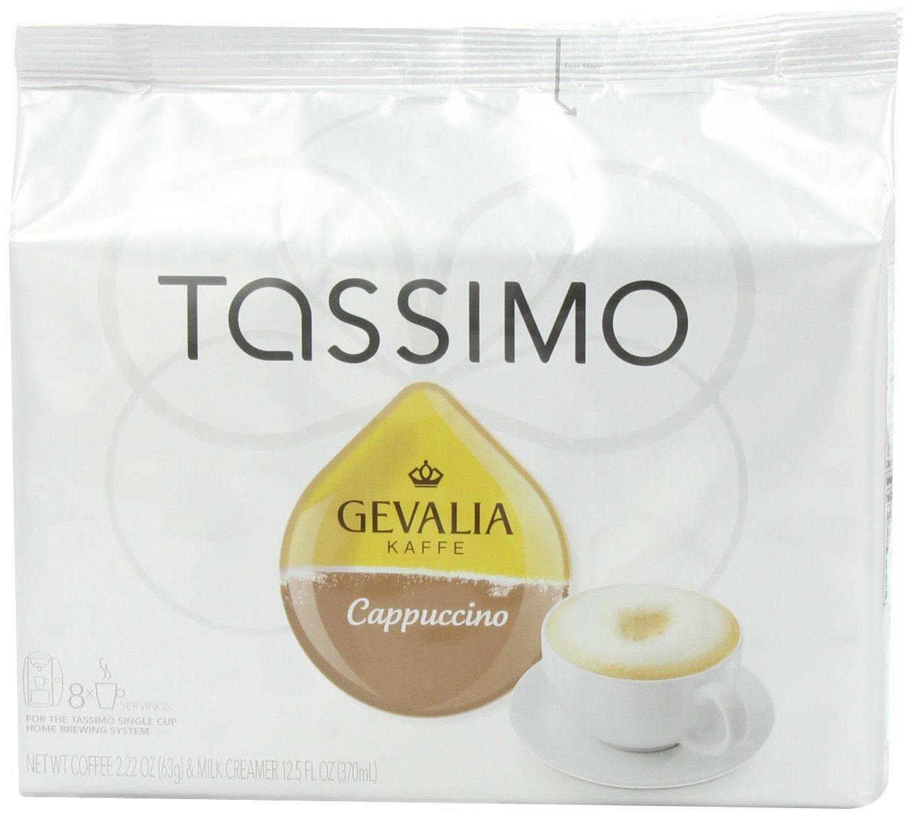 Tassimo Gevalia Cappuccino, 8 Servings, 16 Count TDiscs, (8 Espresso