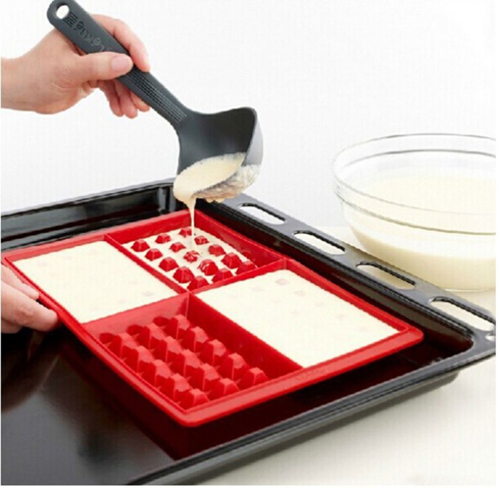 4 Cavity Silicone Waffle Mold, NonStick, Easy To Clean, Oven