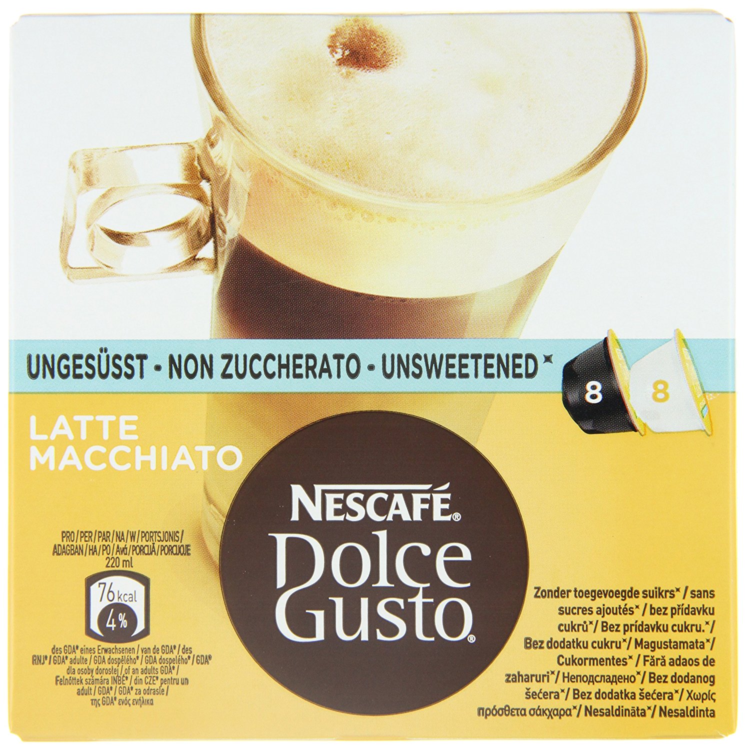 Nescafé Dolce Gusto Latte Macchiato Unsweetened, Pack of 3, 3 x 16 Capsules (24 Servings) free