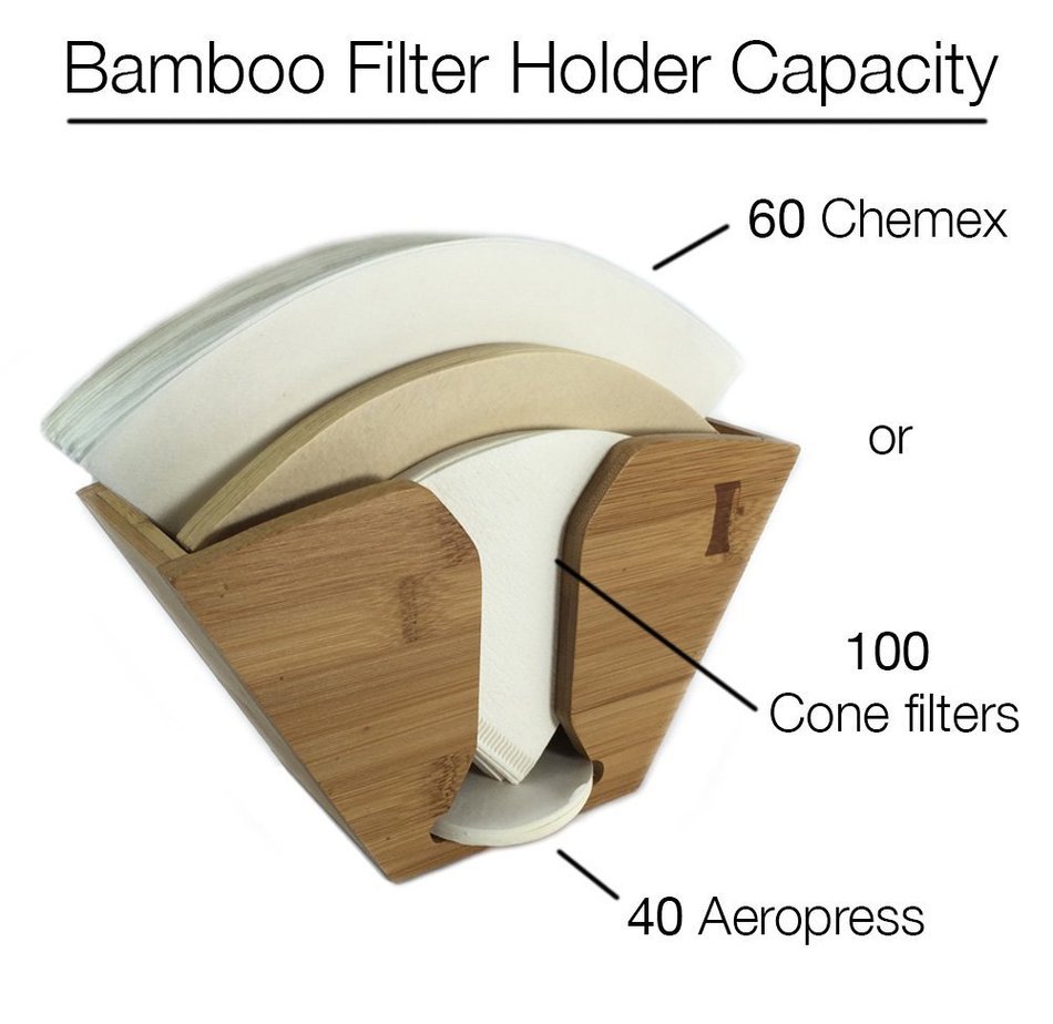 Bamboo Coffee Filter Holder for Aeropress, Chemex and Hario Pour Over