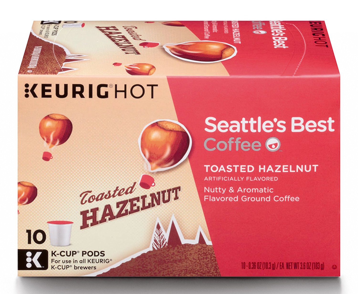 Seattle's Best Coffee Toasted Hazelnut, KCup for Keurig Brewers, 60