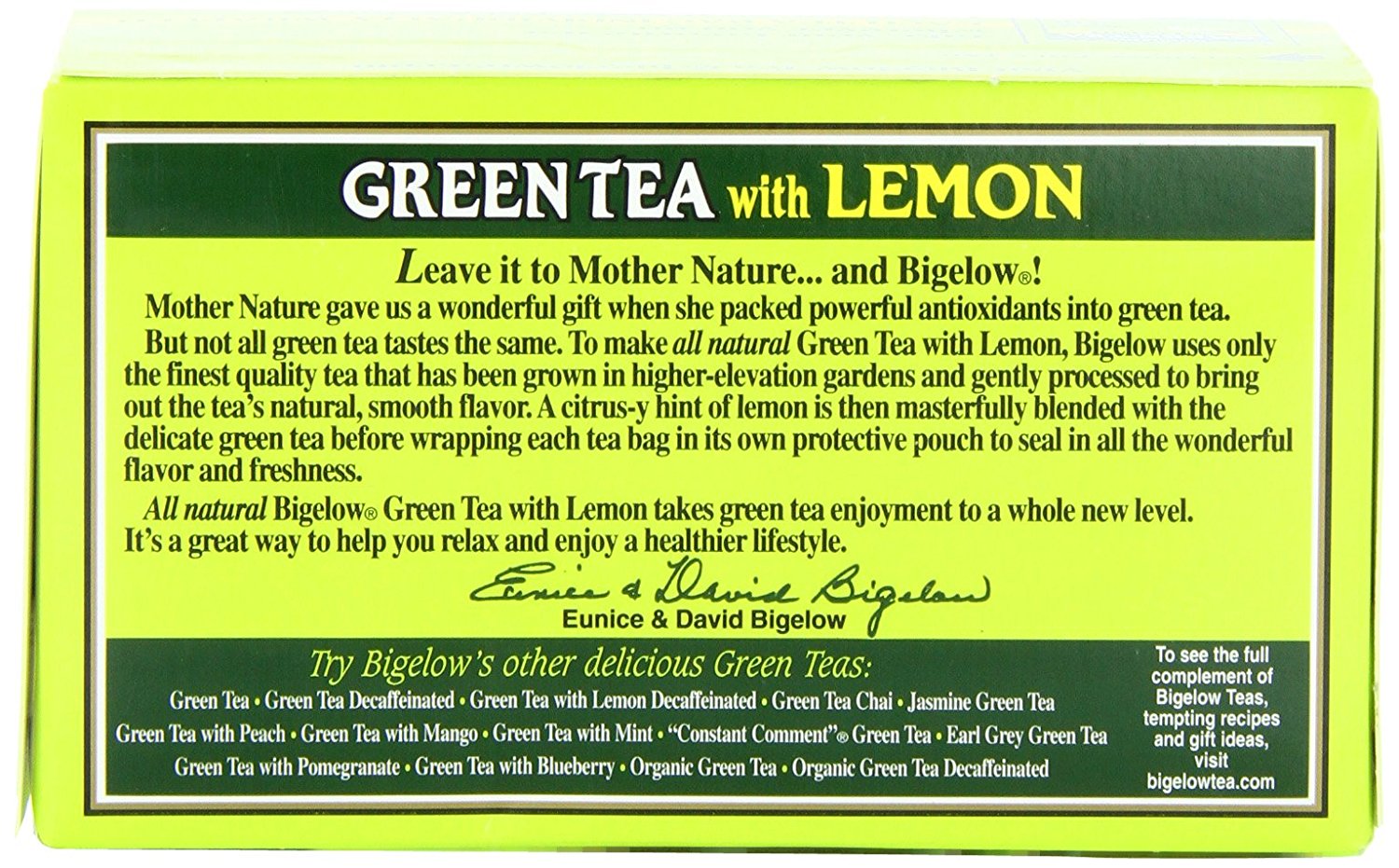 Bigelow Green Tea with Lemon, 20Count Boxes (Pack of 6) free image
