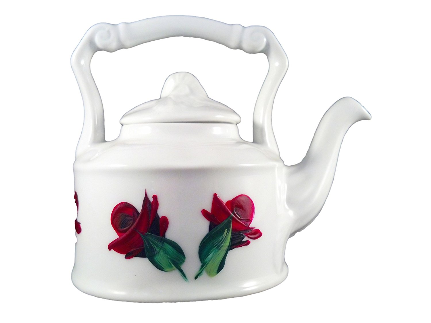 Handpainted Small China Tea Kettle 4 Oz (Red Rosebuds) free image download
