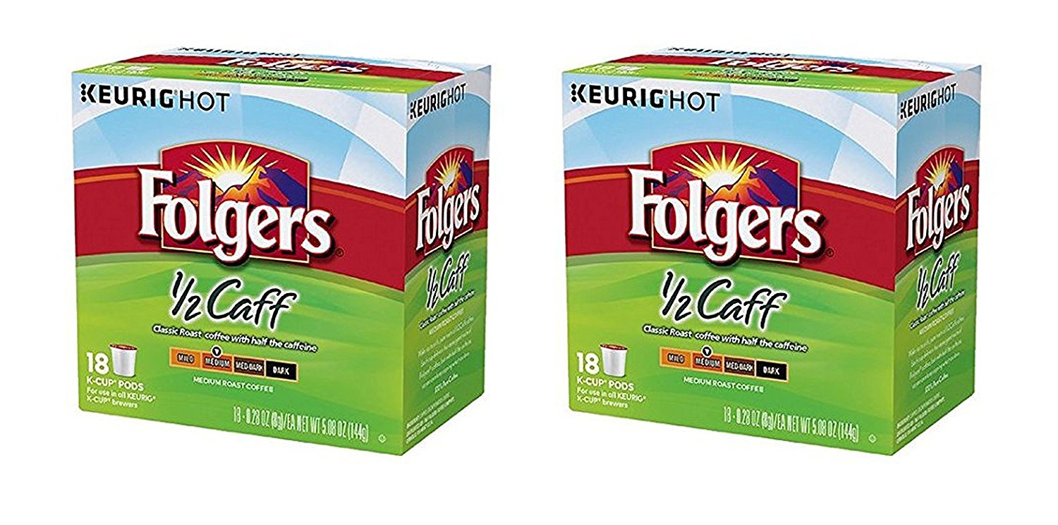 36 Count Folgers Half Caff Coffee KCups for Keurig K Cup Brewers and