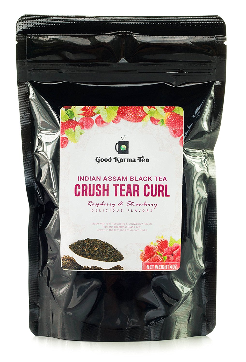 Good Karma Tea Raspberry, Strawberry Black Tea Indian Assam Loose Leaf