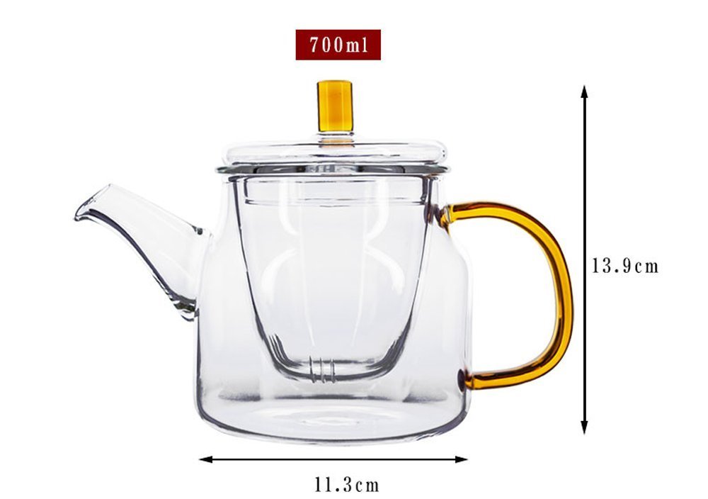 Ceramic Story Heat Resistant Borosilicate Glass Teakettles with 4