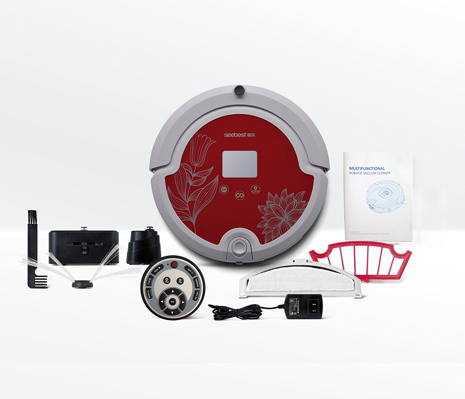 Seebest C571 Intelligent Robotic Vacuum Cleaner with HEPA Filter, Red