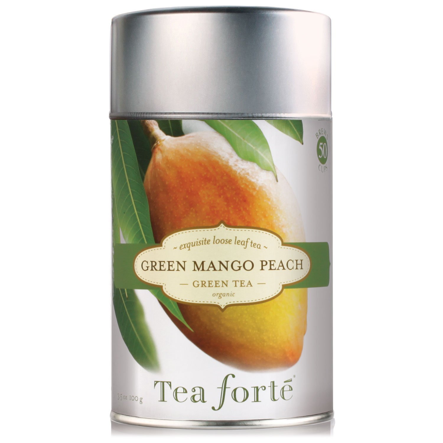 Tea Forte GREEN MANGO PEACH Organic Loose Leaf Green Tea, 3.5 Ounce Tea