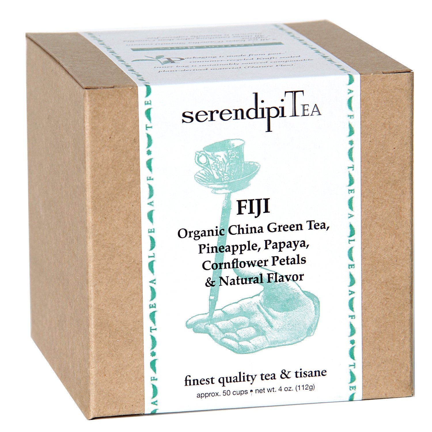 SerendipiTea Fiji, China Green Tea, Pineapple Papaya Cornflower Petals