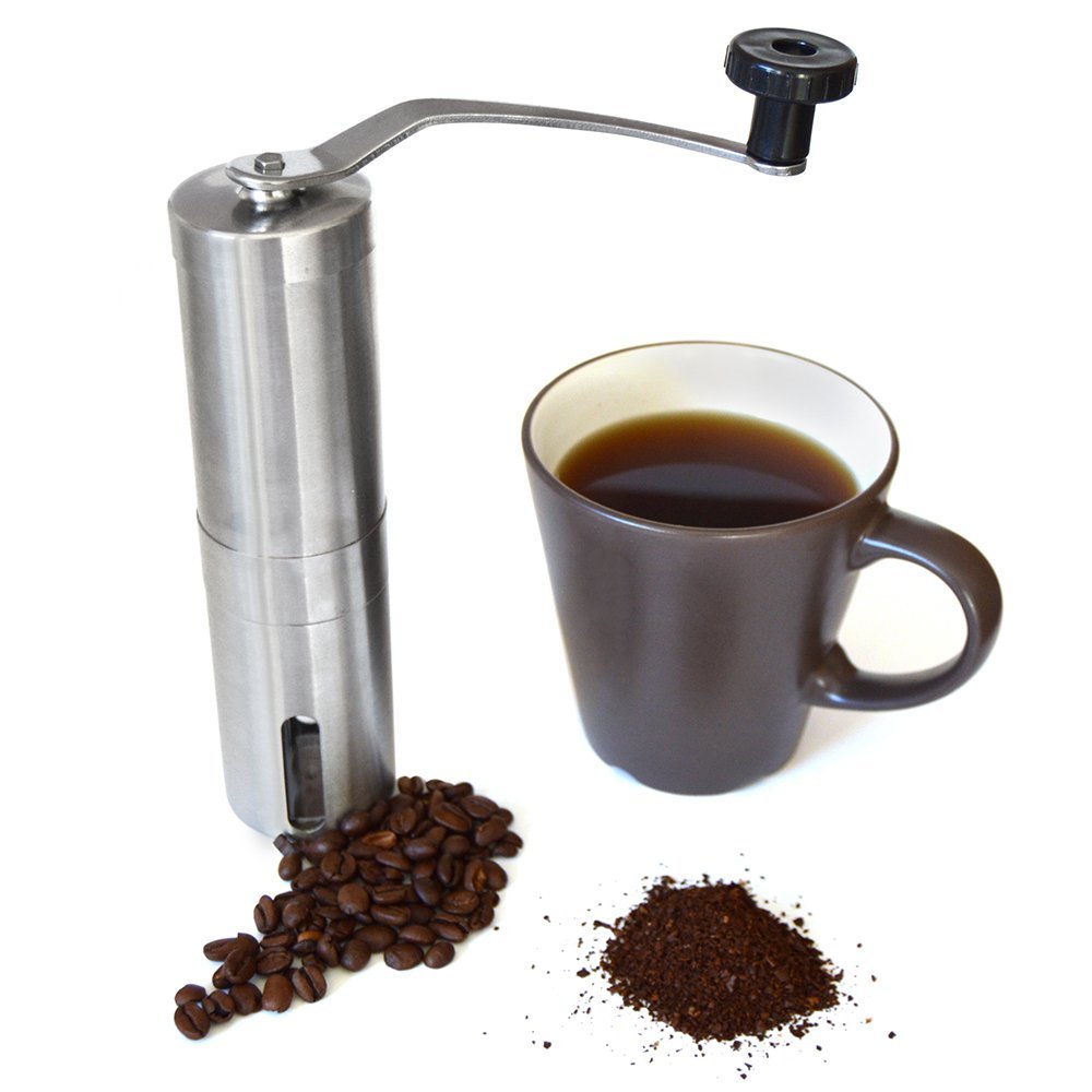 Stainless Steel Manual Coffee Grinder with Ceramic Conical Burr