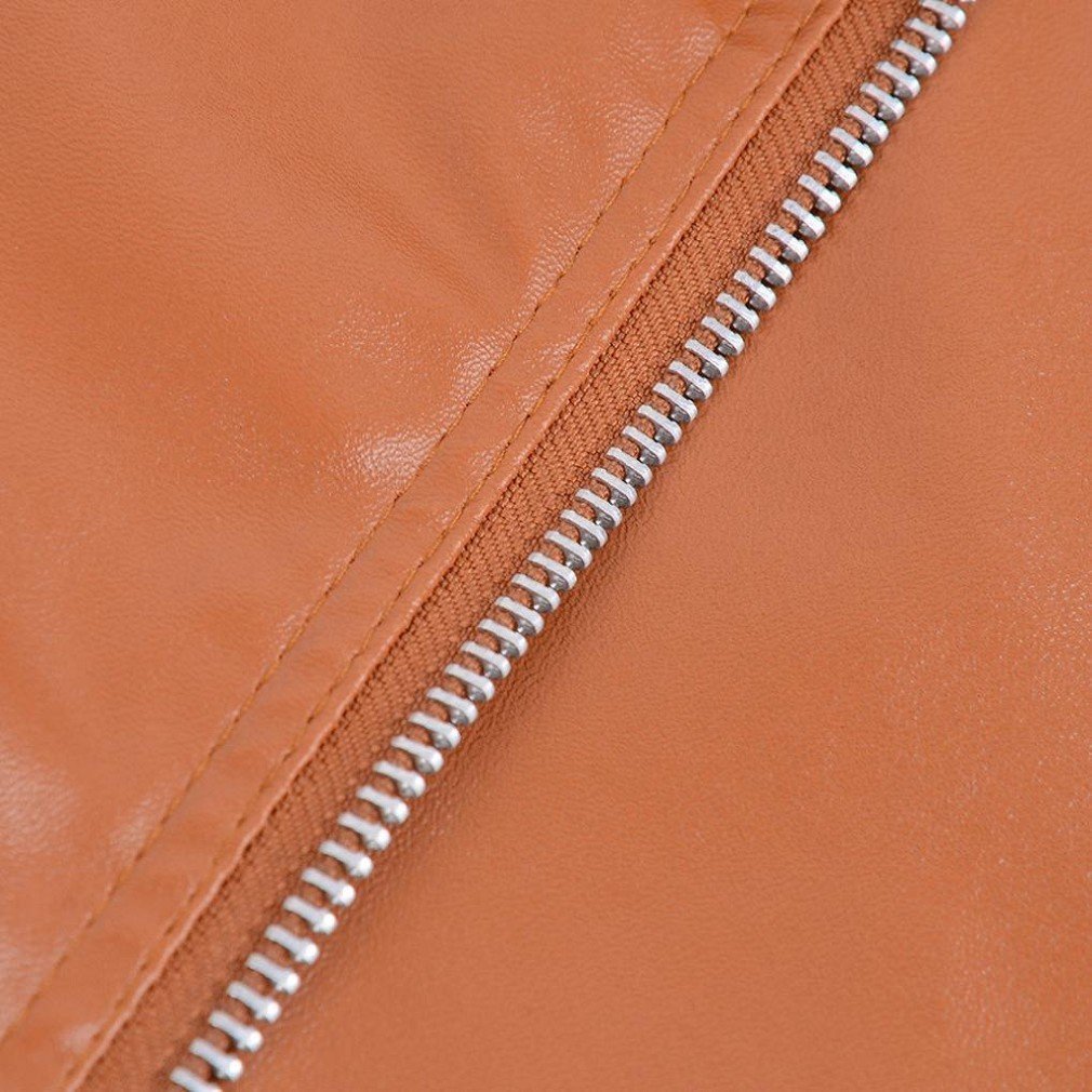 Fashion Vintage Women Biker Motorcycle Leather Zipper