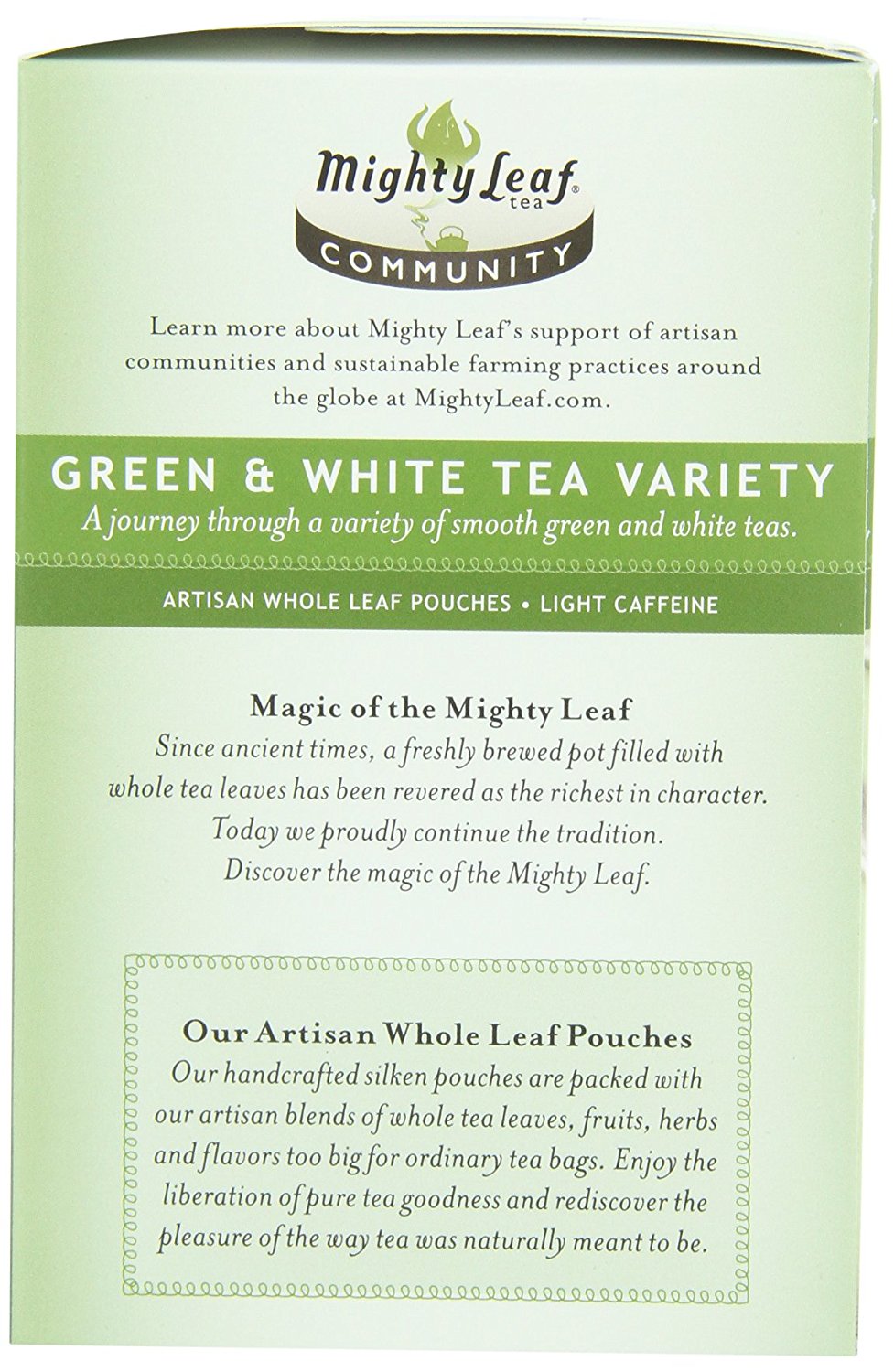 Mighty Leaf Tea Green & White Variety, 15Count Whole Leaf Pouches