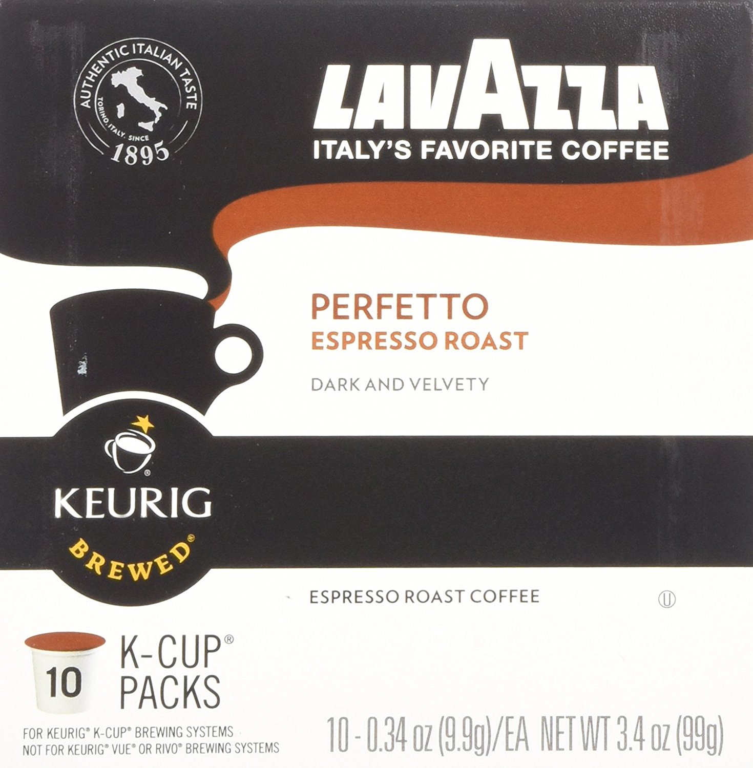 LavAzza, KCup, Single Serve, Perfetto, Espresso Roast, 10 Count, 3.4oz