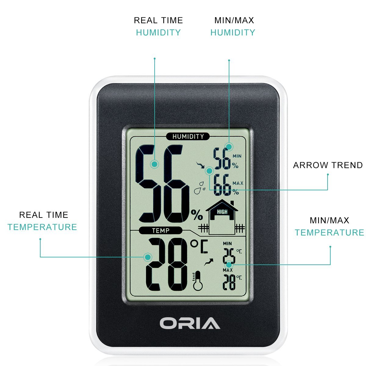 Oria Hygrometer Thermometer, Indoor Digital Weather Station
