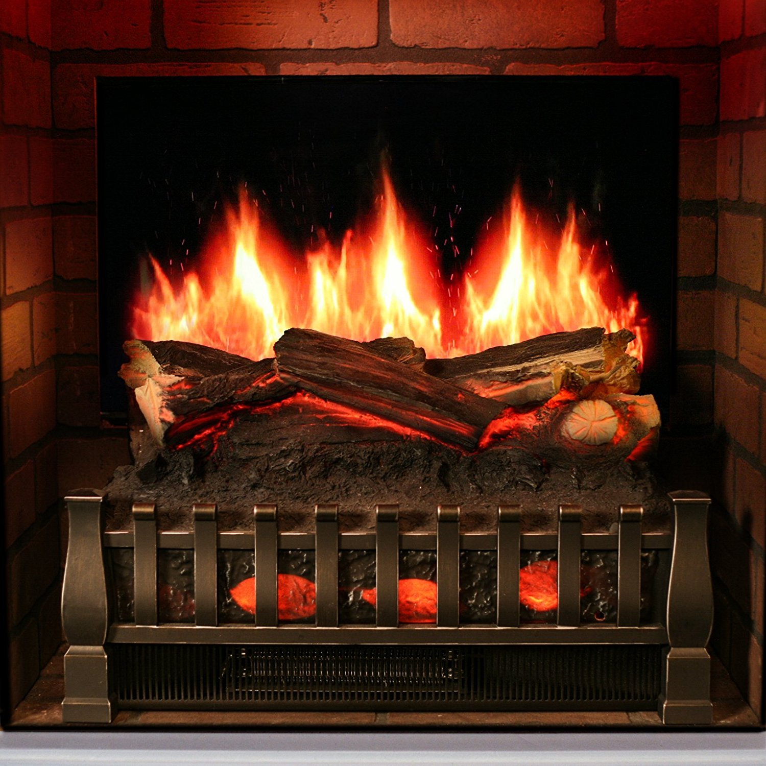 MagikFlame Electric Fireplace w/ Realistic Flame Effects + Crackling