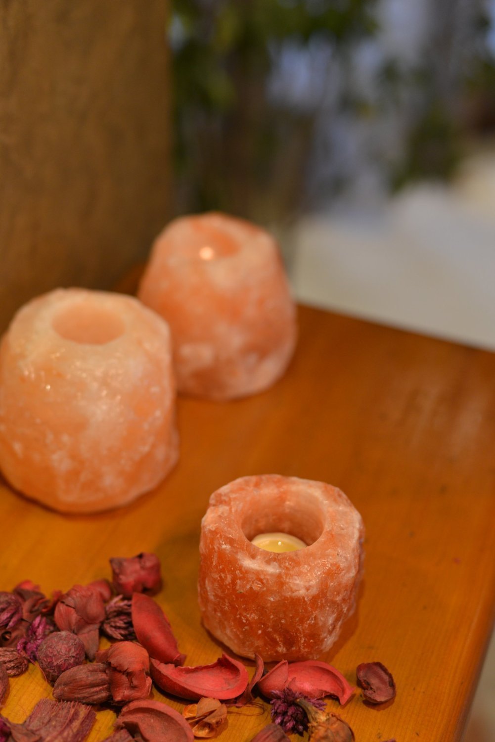 Himalayan Salt Double Candle Holder (2 holes; 5.5 x 2.5 x 2.1 inches) N10 free image download