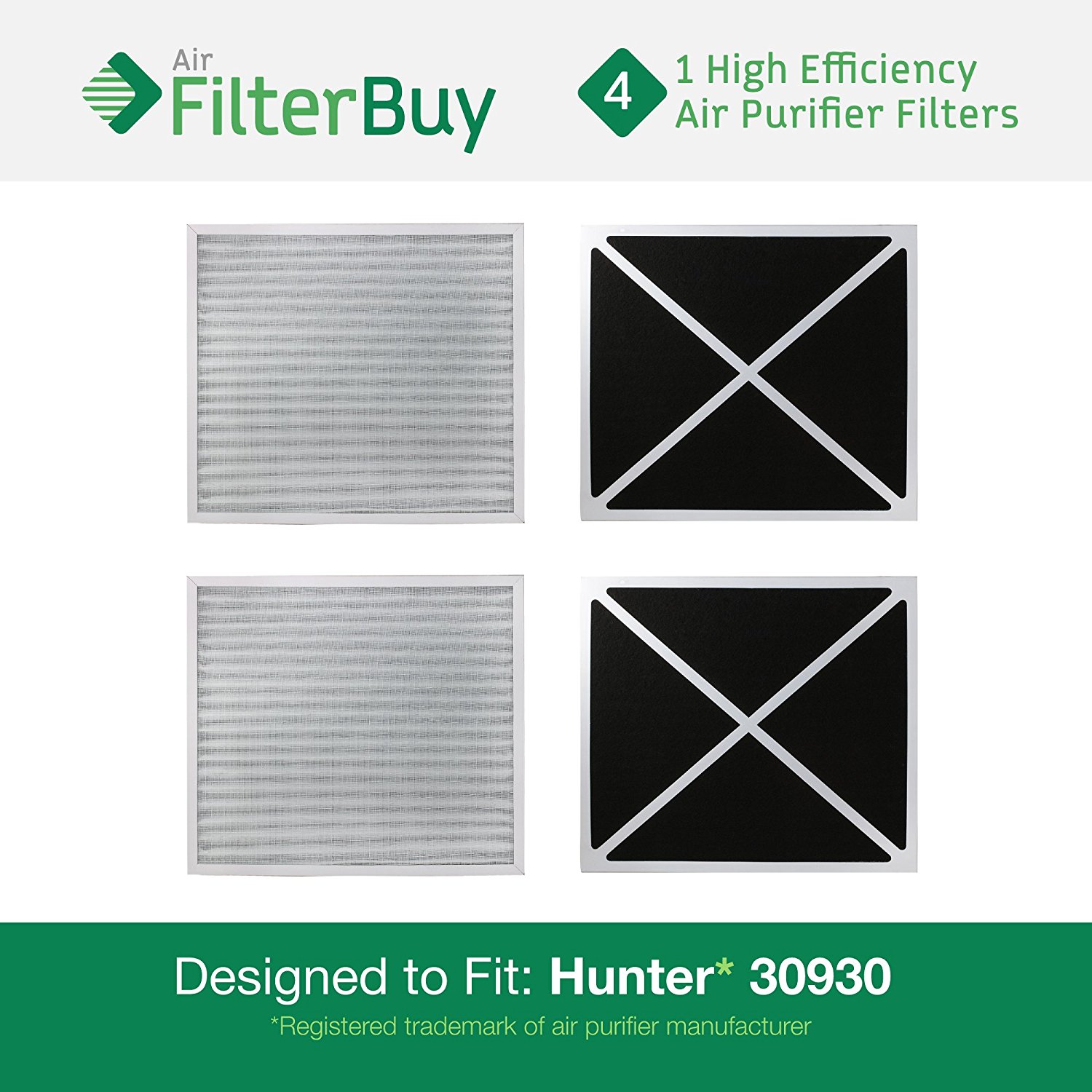 4 30930 Hunter HEPATech Air Purifier Replacement Filters. Fits Hunter