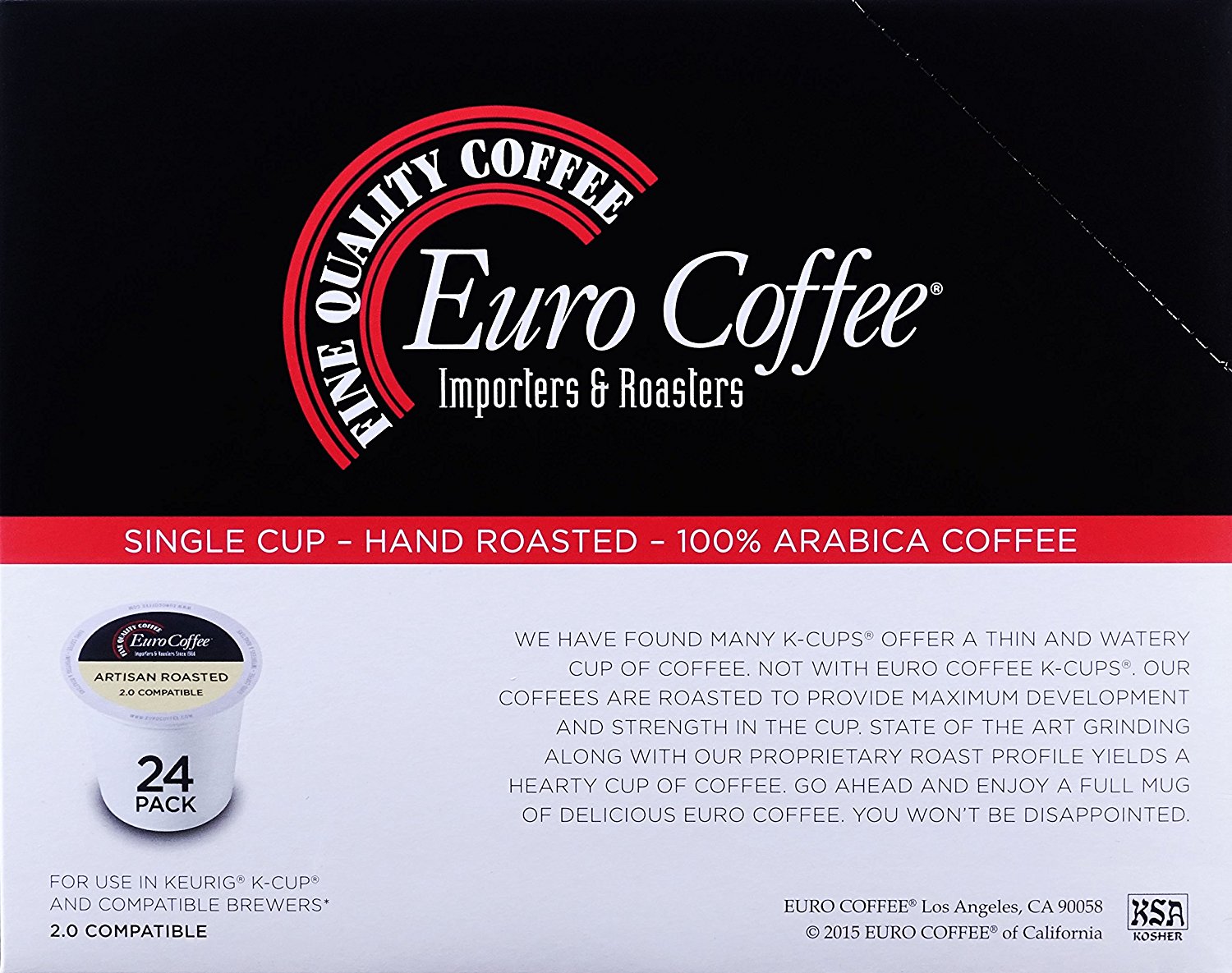 Euro Coffee Sumatra Mandehling, 24 Count SingleServe KCup Keurig
