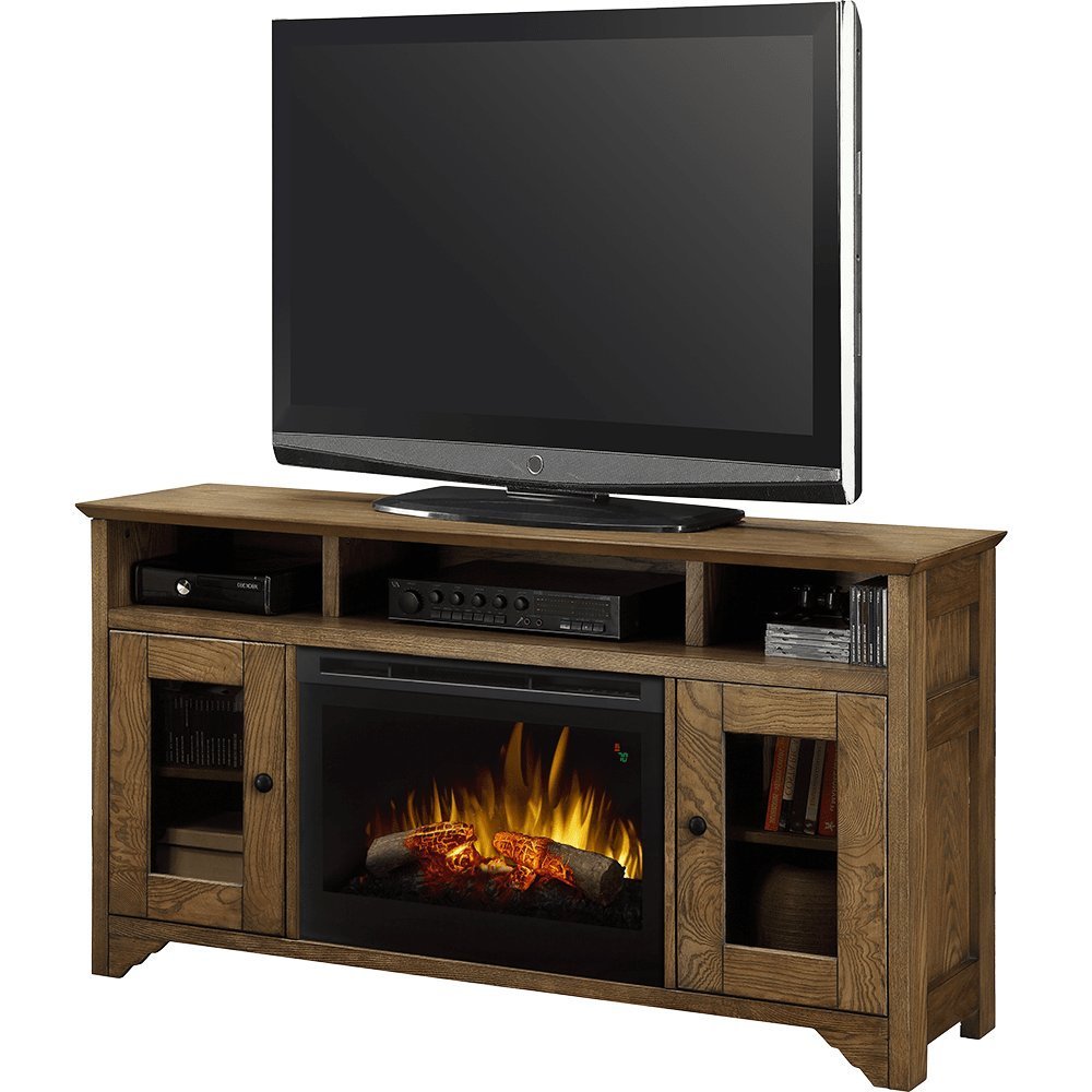 Dimplex Walker TV Stand with Electric Fireplace in Warm Oak free image