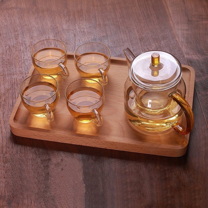 Ceramic Story Heat Resistant Borosilicate Glass Teakettles with 4