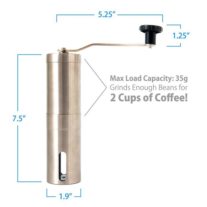 F&L Essentials Manual Coffee Grinder Conical Burr Grinder Stainless