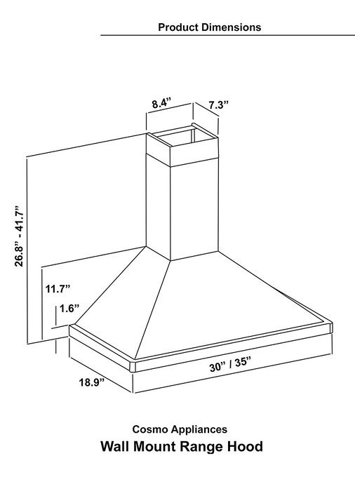 Cosmo COS63175S 30" Wall Mount Range Hood with Touch Controls N2 free