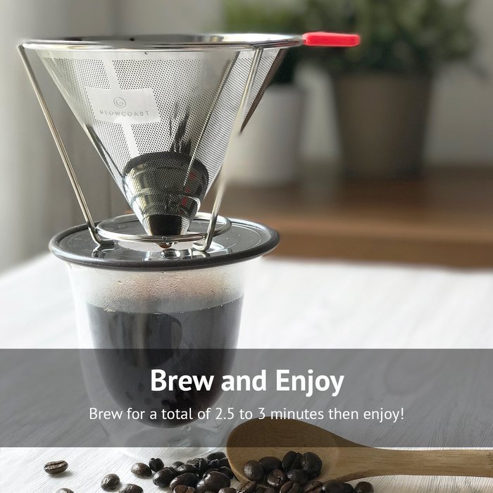 Pour Over Coffee Filter Makes Richer Flavored Coffee Reusable Cone