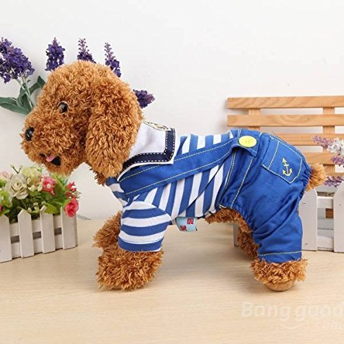 Pink Lizard Pets Dogs Naval Uniform Navy Sailor Suit Stripe Pattern