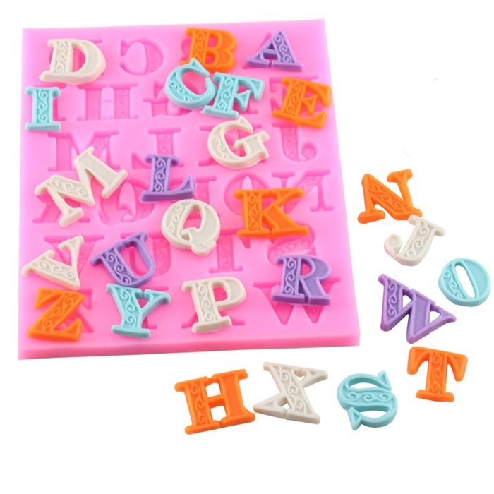 Mujiang Fondant Letter Mold Candy Making Tools Silicone Alphabet Molds