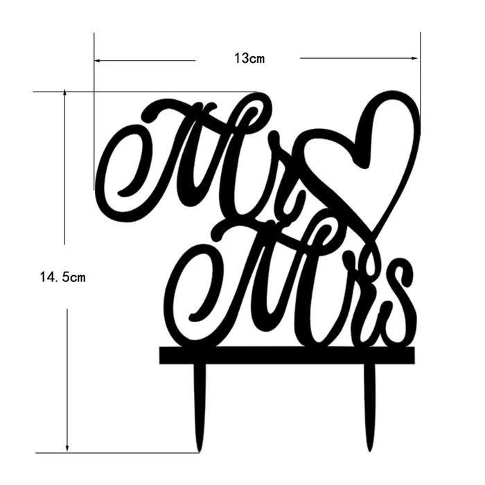 Aisila Mr and Mrs Cake Topper Black Acrylic Cake Toppers for Wedding