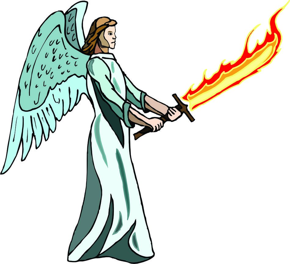 Painted angel with a fire sword free image download