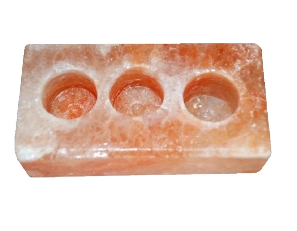 Himalayan Salt Double Candle Holder (2 holes; 5.5 x 2.5 x 2.1 inches) N14 free image download