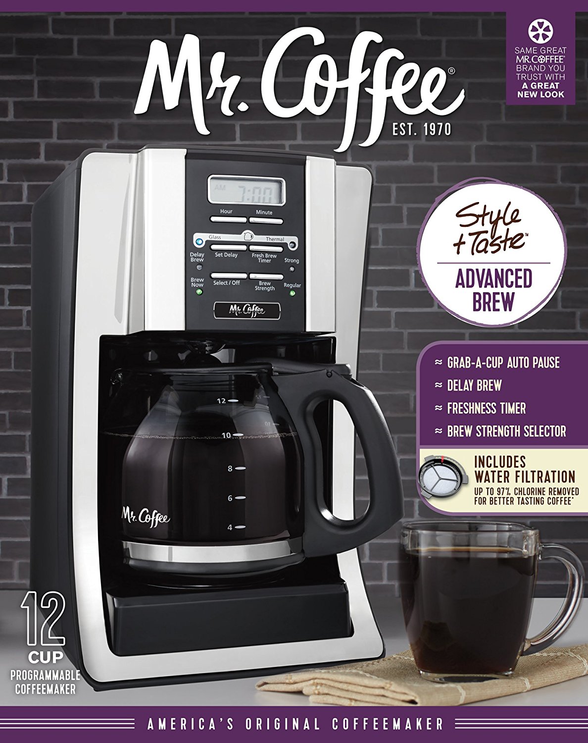 Mr. Coffee BVMCSJX33GTAM 12Cup Programmable Coffee Maker with