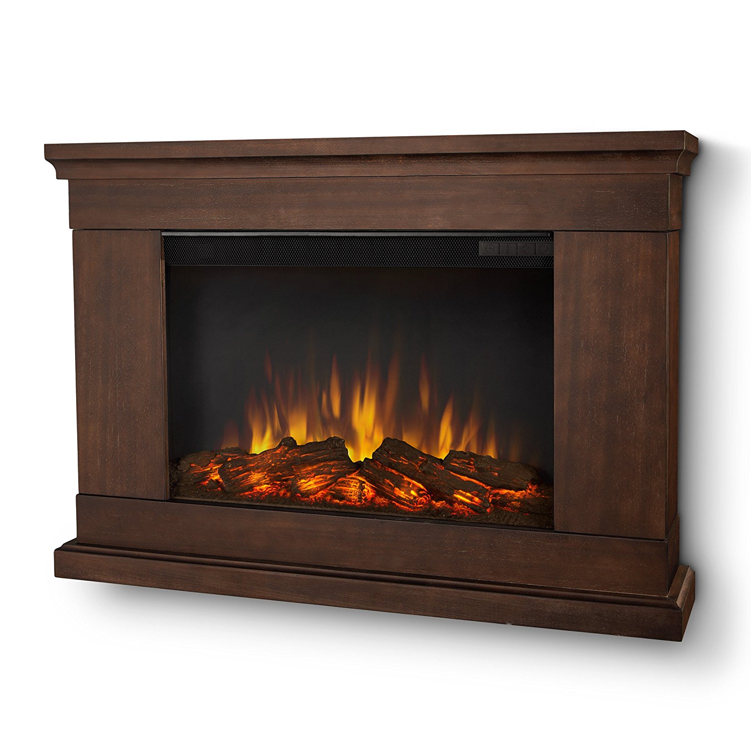 Real Flame Jackson SLIM LINE Wallhung Electric Fireplace in Vintage Black Maple Mantel Only