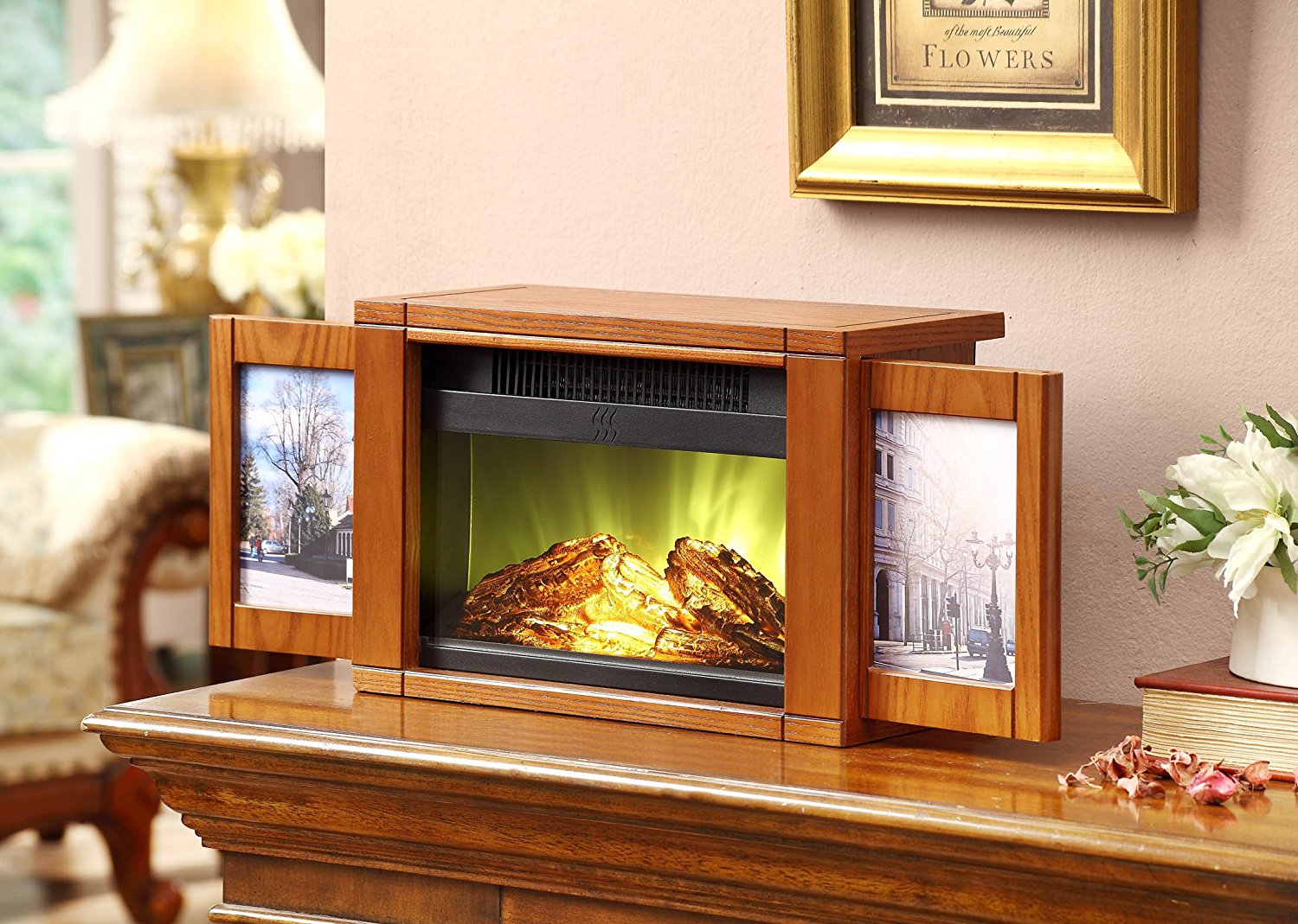 Muskoka MPFBWL Electric Picture Frame Personal Fireplace with Multiple Setups N2 free image
