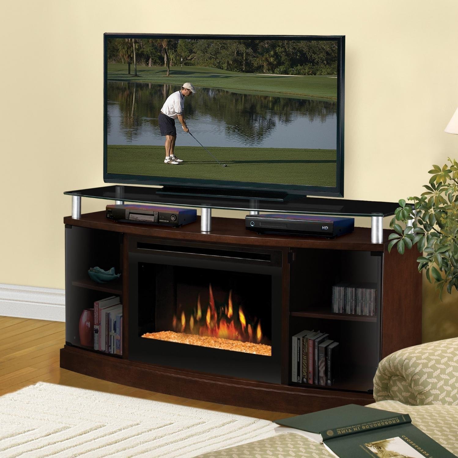 Dimplex Windham Flatpanel TV Stand and Electric Fireplace in Mocha