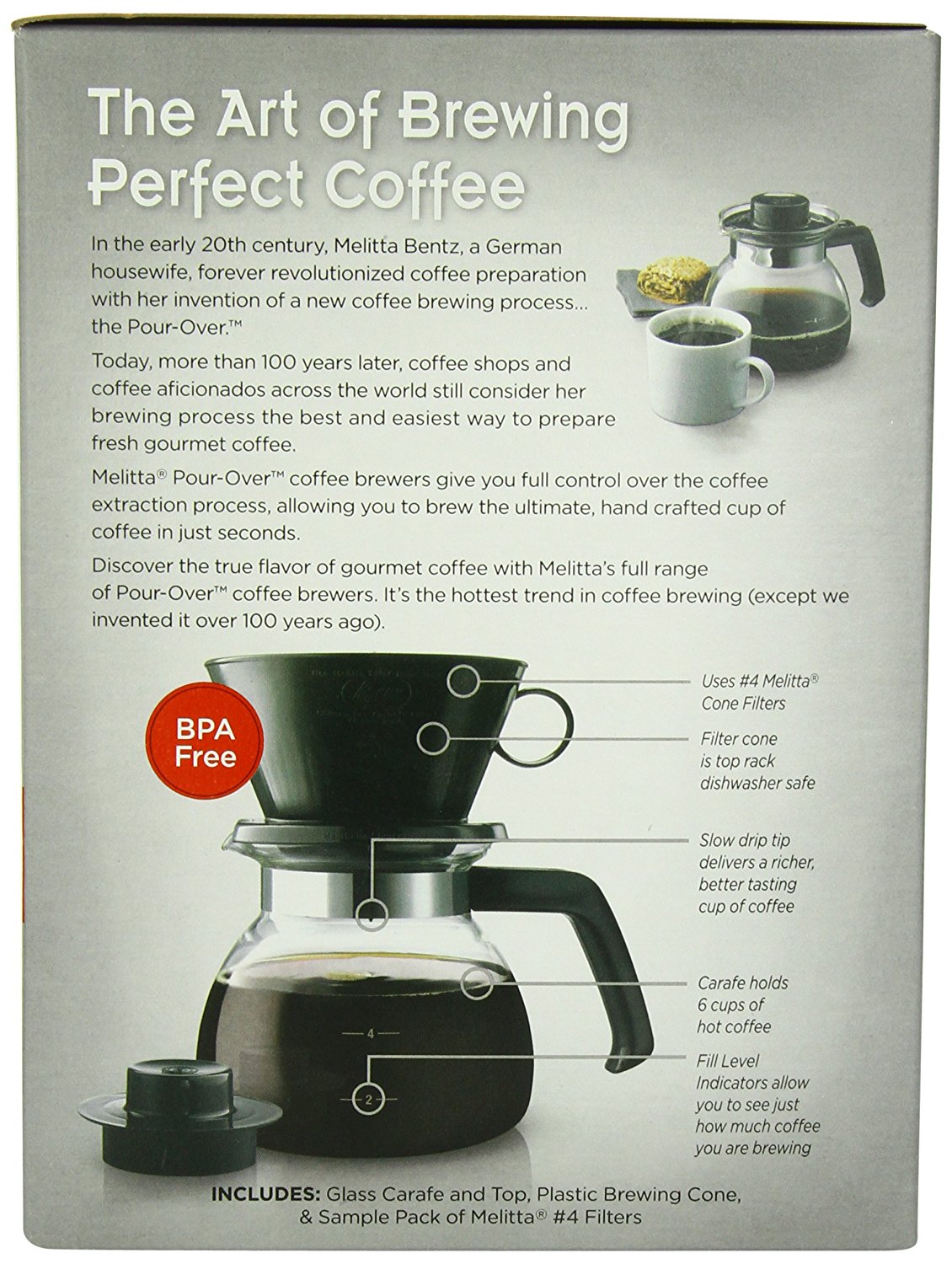 Melitta Coffee Maker, Porcelain 6 Cup Pour Over Brewer N2 free image
