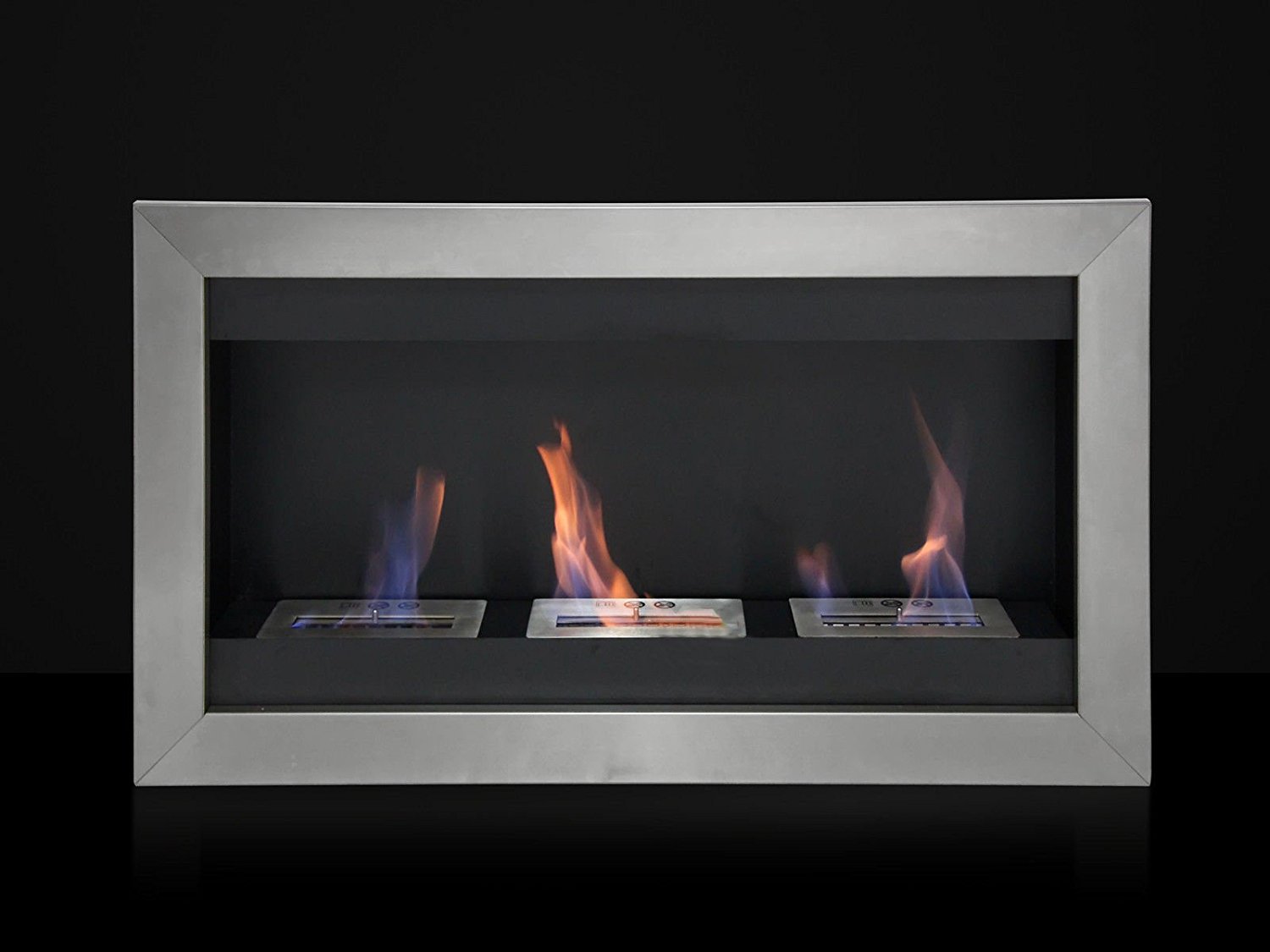43" Wall Mount Stainless Steel Bio Ethanol Fireplace Heater Smokeless