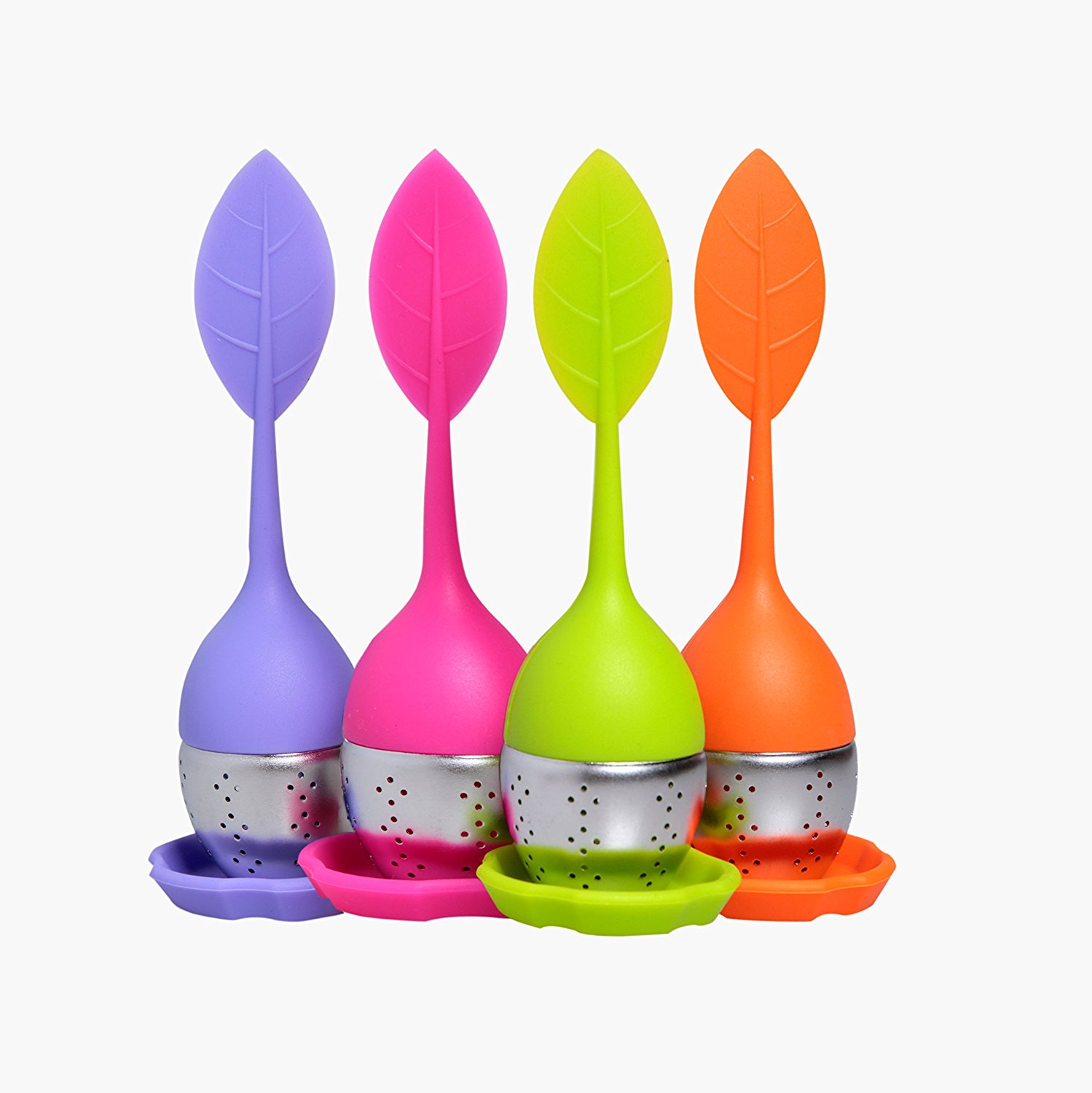 Ilyever Tea InfuserSet of 4 Silicone Handle Stainless Steel Strainer