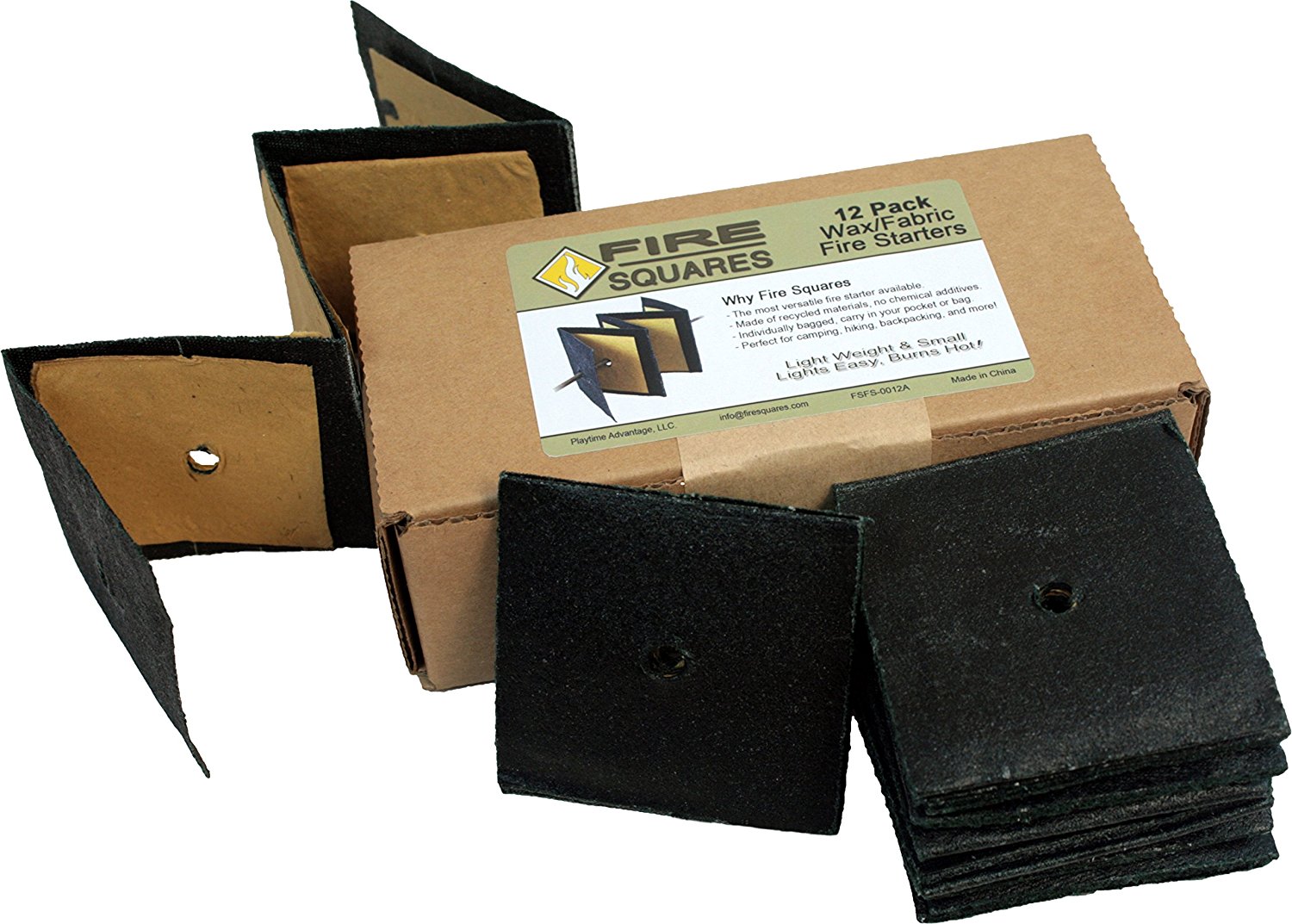 Fire Squares, Easy Instant Fire Starters for Wood Stoves, Grills & Camp