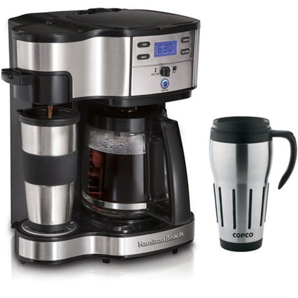 Two Way Brewer Single Serve and 12 cup Coffee Maker w/ Thermal Travel