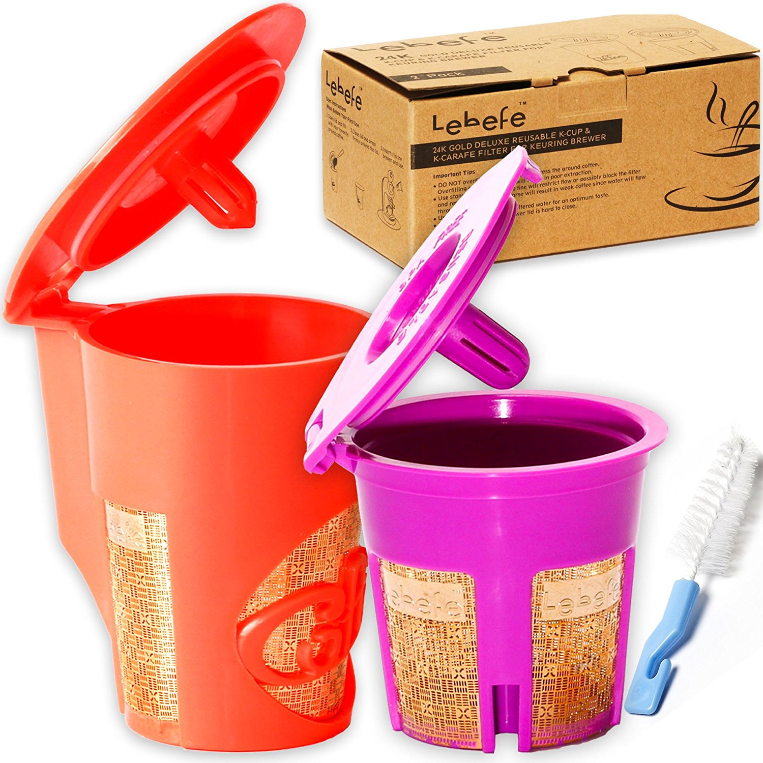 Lebefe 24K Gold Deluxe Reusable KCup Filter KCarafe Filter for Keurig