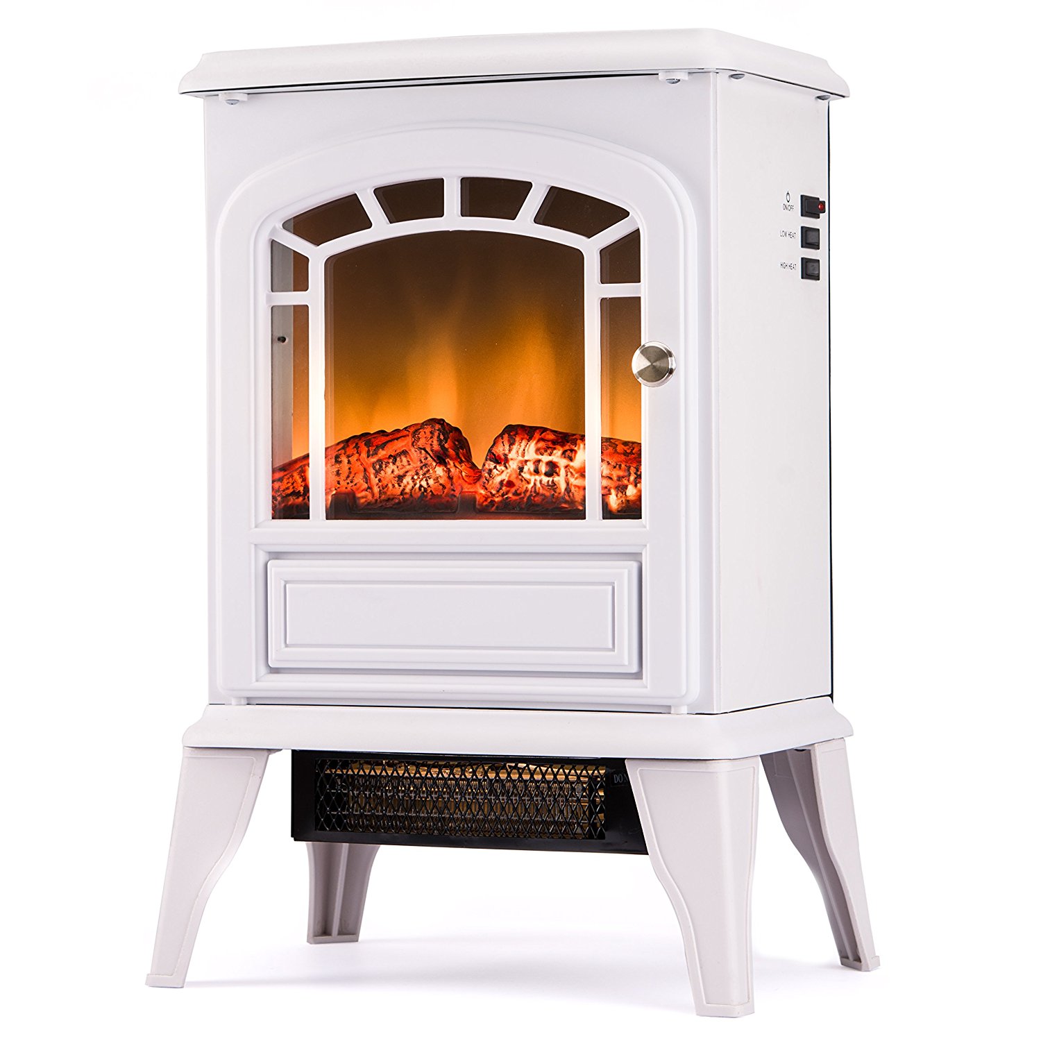 Aspen Free Standing Electric Fireplace Stove 23 Inch White Portable
