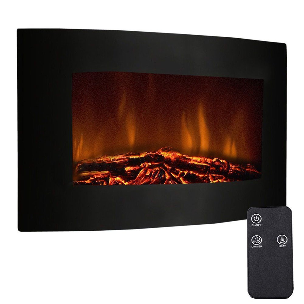Wall Mount Fireplace Heater 35" XL Large 1500W Adjustable Electric With