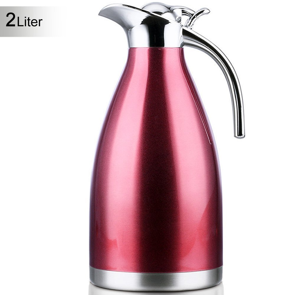 Satin Finish Stainless Steel Thermal Coffee Pot, Vacuum Insulated Carafe Flask Tea Kettle, 1.5