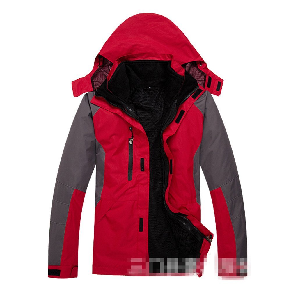 Hanxue Mens Hiking Ski Jacket Softshell 3 in 1 Hiking Raincoat Plus