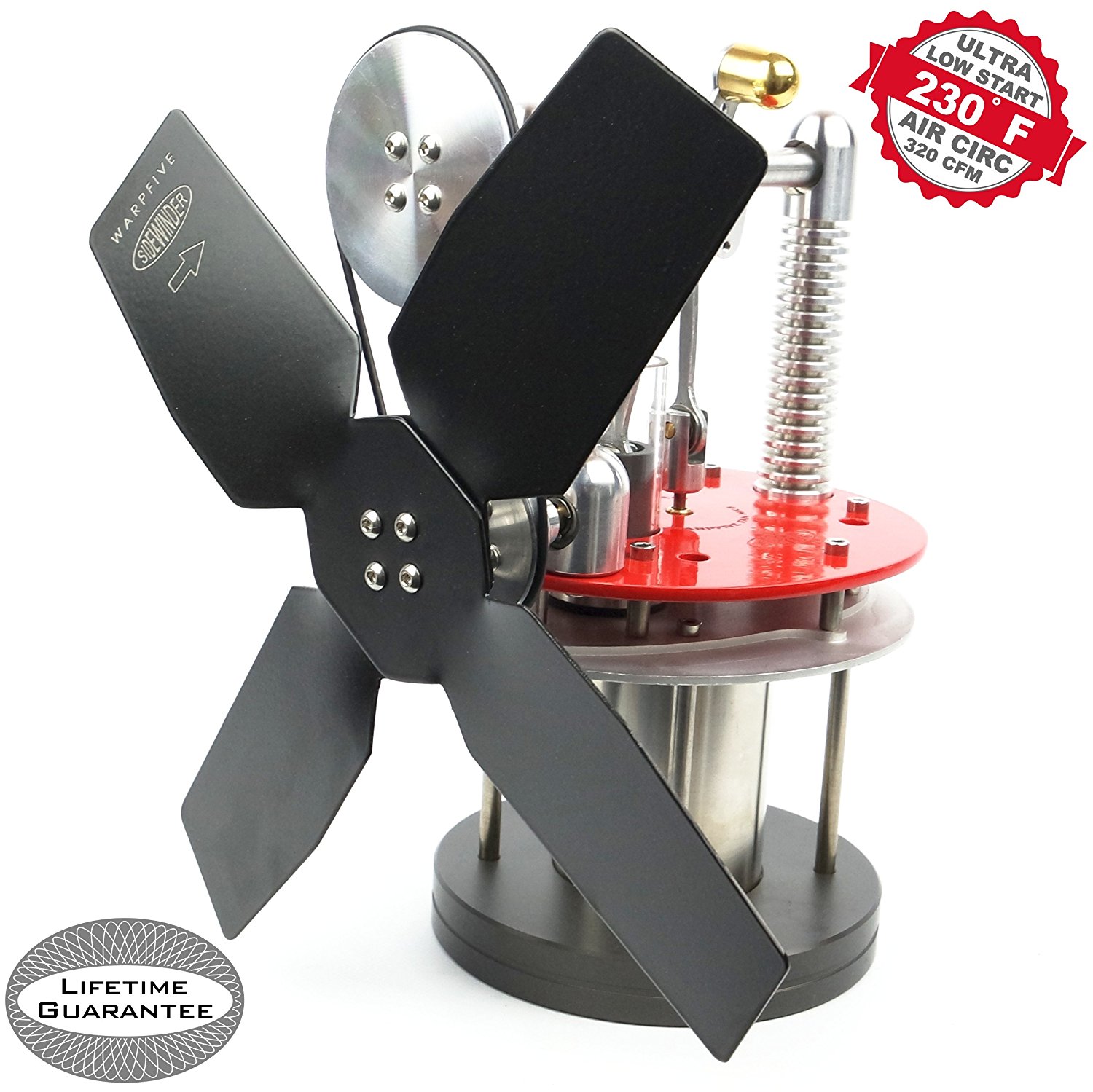 Heat Powered Small Stove Top Fan for wood multifuel coal WARPFIVE